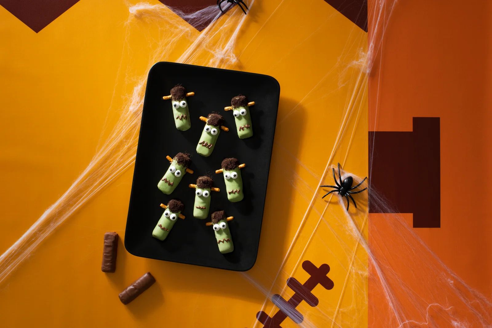 Frankenstein Twix on a black sheet